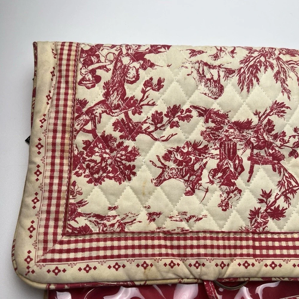 Bueno Women's Red/Cream Toile Toiletry Travel Bag STAINS/SOILING